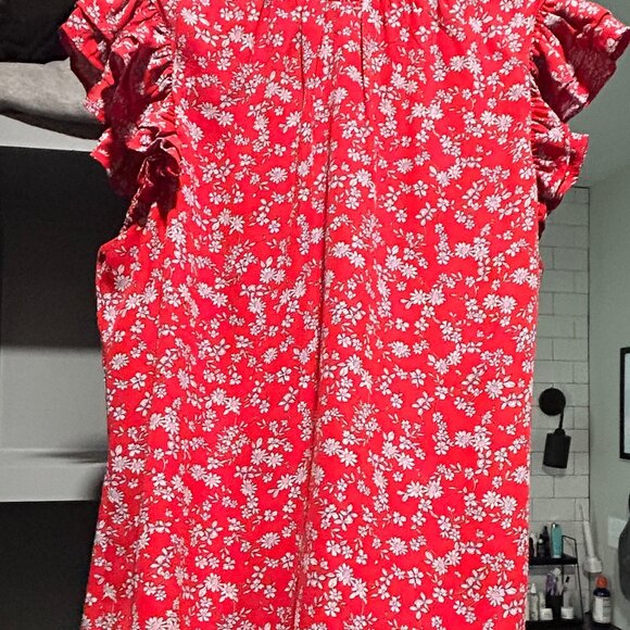 Red floral Ruffle Sleeve Pop Adalyn Rae Size Medium - Picture 3 of 6